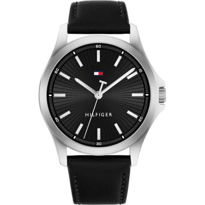 Tommy Hilfiger 1710668 Ανδρικό Ρολόι Μπαταρίας Μαύρο Δερμάτινο Λουράκι 43mm